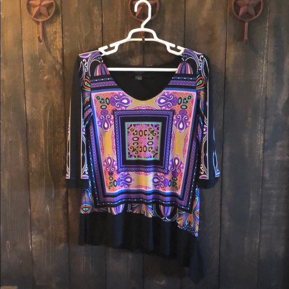 Eva Varro 3/4 Sleeve Slant Purple Prism Tunic